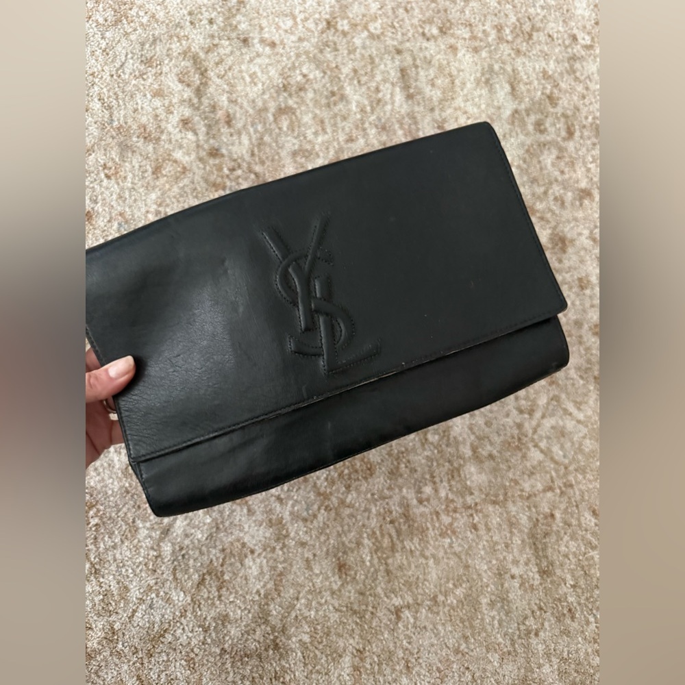 YSL Gunmetal Leather Clutch - Picture 4 of 10